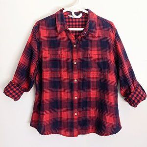 Rider's by Lee Women's Button Up Shirt XL Plaid Red & Blue
